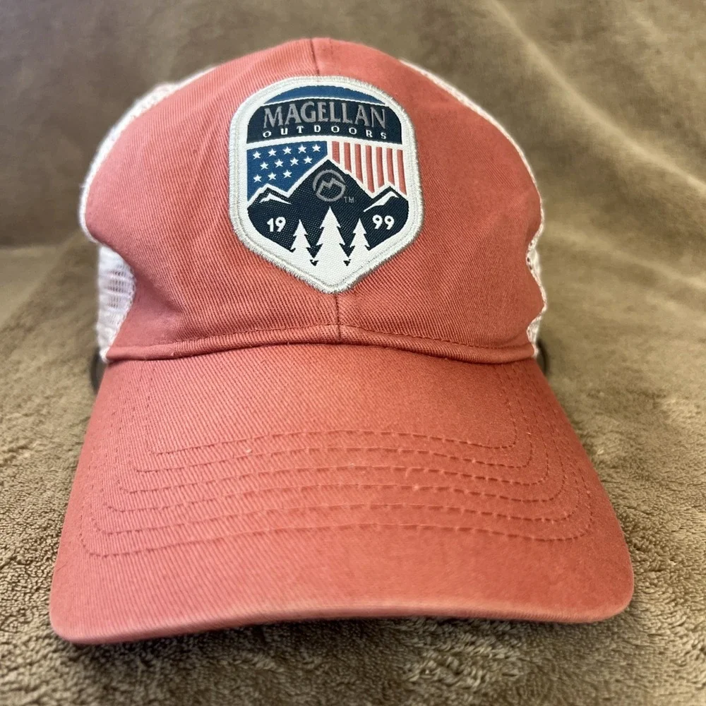 Magellan‎ 1999 Trucker Hat Cap Men's Salmon Mesh Snapback Outdoor Patch